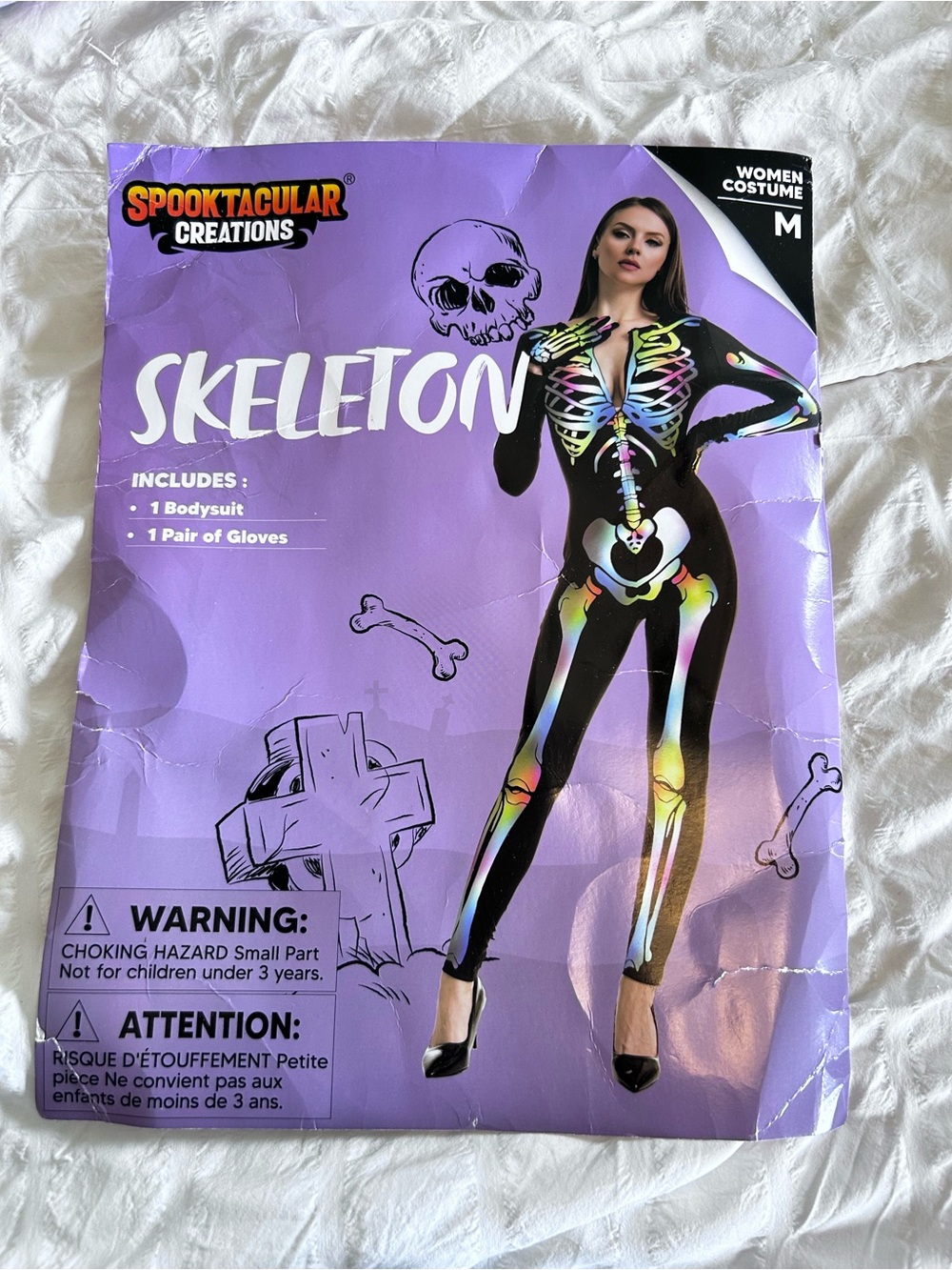 NWOT Spooktacular Creations Womens Rainbow Iridescent Skelton Halloween Costume